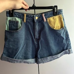 Princess Polly Colorblock Denim Shorts